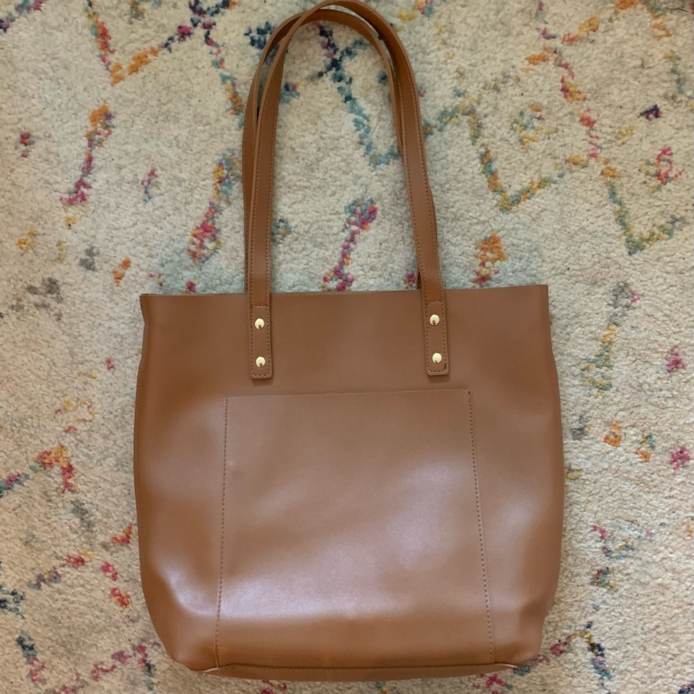 Faux leather tote